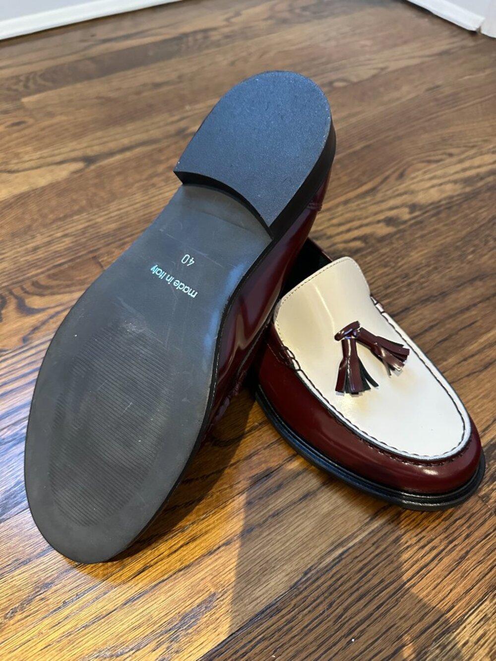 Elisa Lanci Two-Tone Burgundy Loafers - BRAND NEW - Picture 4 of 5